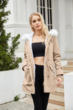Winter Detachable Fur Hooded Cotton Coat