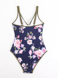 Sportlicher Badeanzug mit Animalprint und Blumenmuster