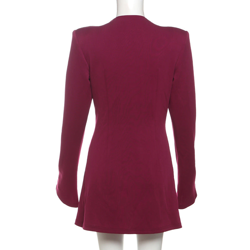 Slim Fit Einfarbiger Winterblazer