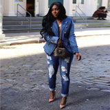 Schmaler, zweireihiger Denim-Blazer