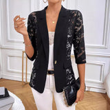 Lace Stitching Solid Color Small Blazer
