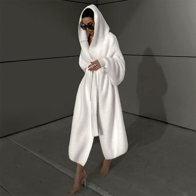 Bejirog Langer Winter-Windbreaker mit Kapuze