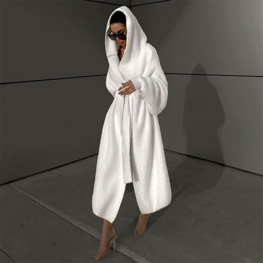 Bejirog Langer Winter-Windbreaker mit Kapuze