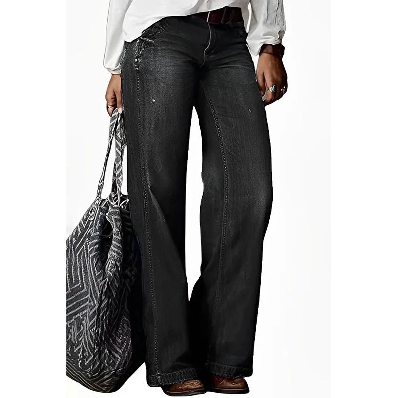 Retro Wide Leg Casual Jeans for Women