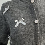 Three-Dimensional Bow Long Sleeve Sweater Cardigan for Women