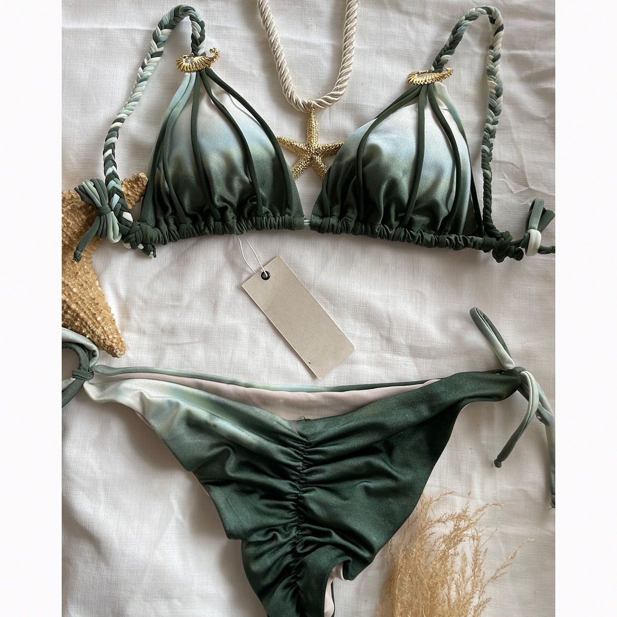 Tie Dye Split Sexy Bikini Women Swimsuit