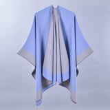 Double-Sided Frame Piping Shawl Sky Blue