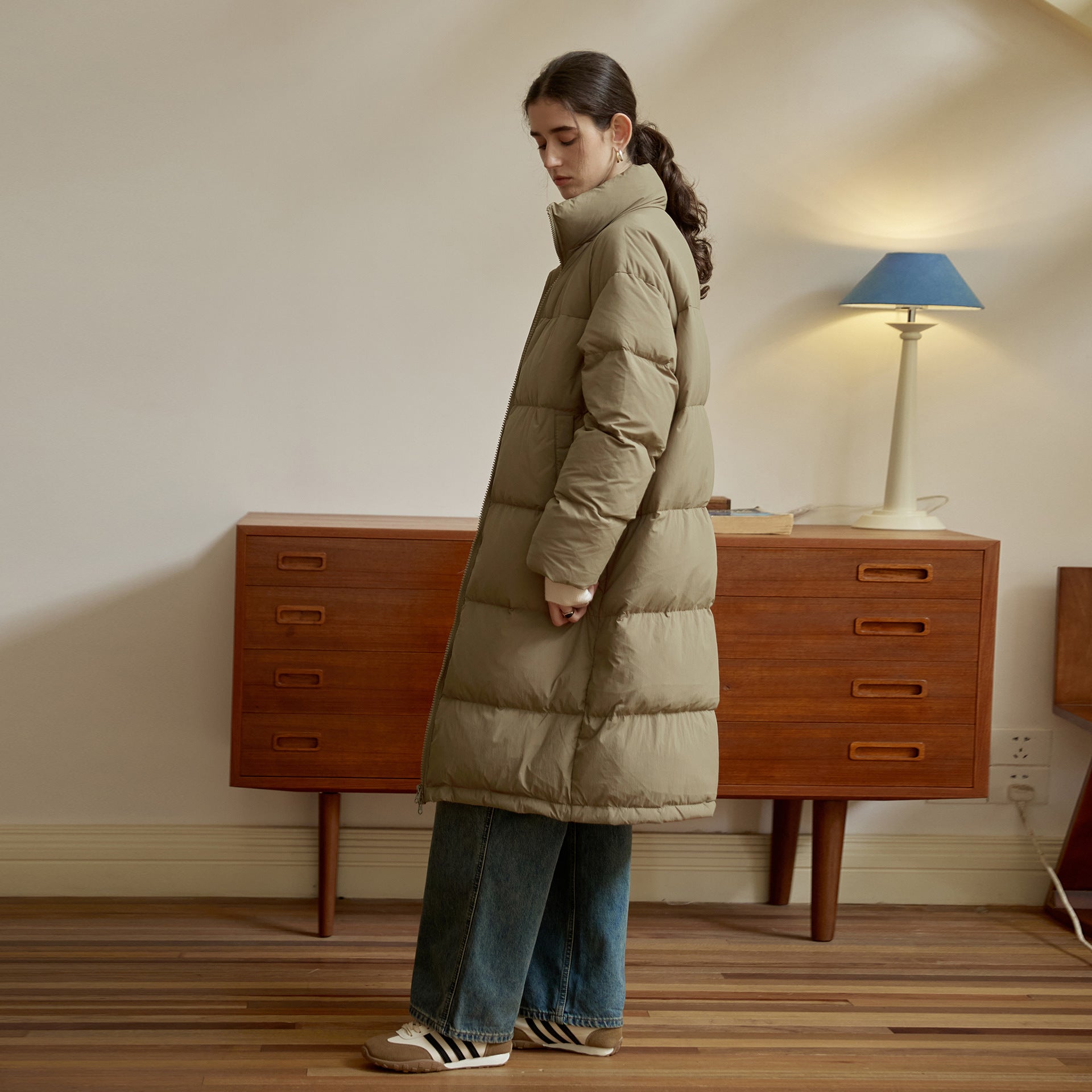 Half-Turtleneck Zipper Snap Down Jacket – Warm & Windproof