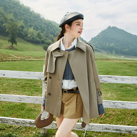 High-Sense Mid-Length Trench Coat