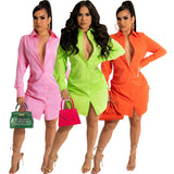 Casual Solid Color Shirt Dress for Women – Stylish & Comfy