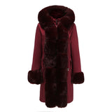 Mid-Length Padded Parka with Fur Collar