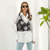 Preppy Süßer Pilz Jacquard Weste Pullover für Damen