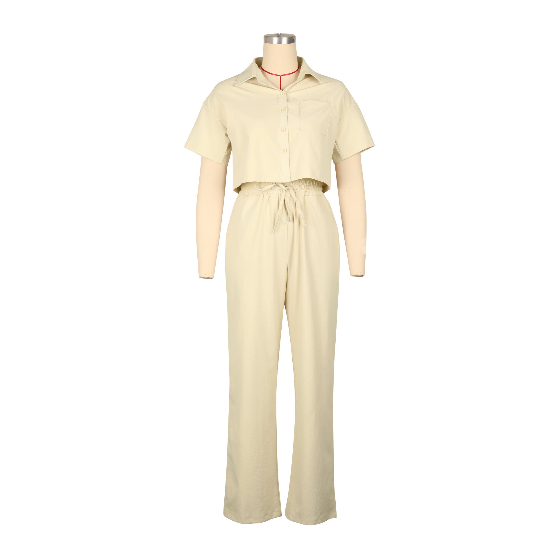 Linen Short Sleeve Two-Piece Office Set
