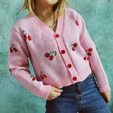Kleiner Mantel Einreihiger Langarm Kurzer Pullover Cardigan