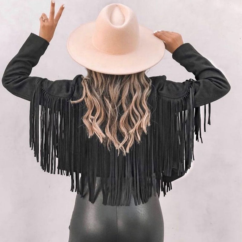 Schicke Wildlederjacke mit Quaste für Damen