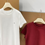 Letter Graphic Embroidered Short Sleeve T-Shirt for Women