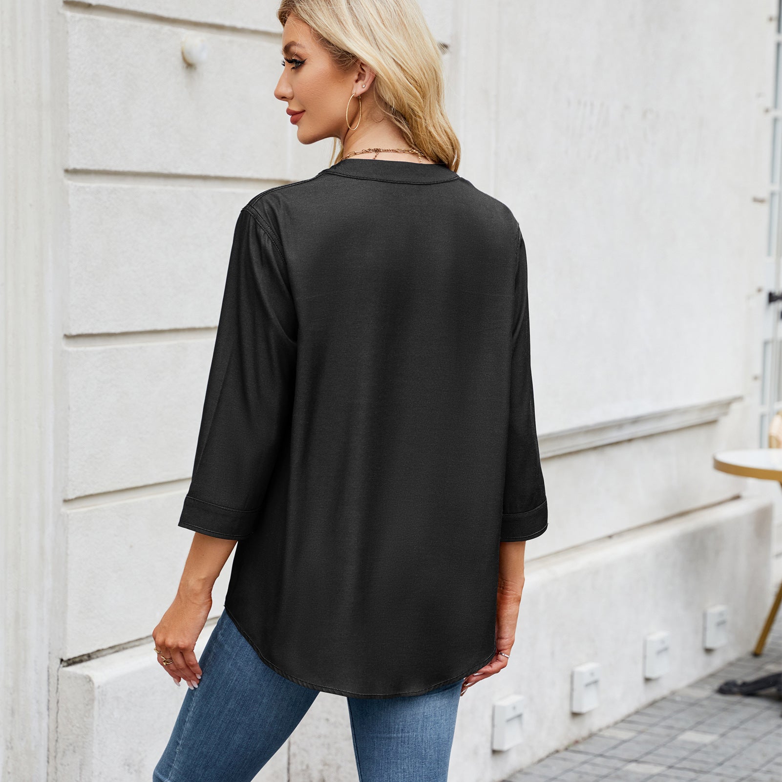 Casual Loose Imitation Denim Long Shirt for Women
