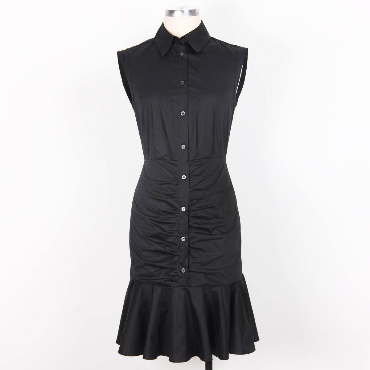 Summer Cotton Single Breasted Fishtail Dress