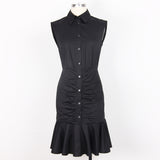 Summer Cotton Single Breasted Fishtail Dress