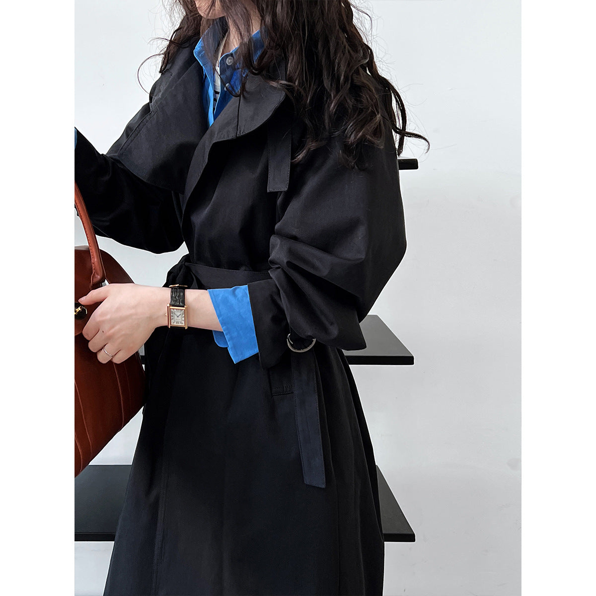 British Minimalist Over-the-Knee Trench Coat