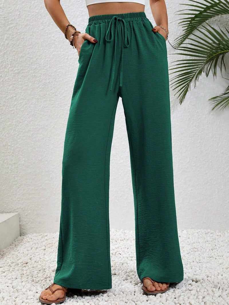 Pantalon large de couleur unie