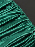 Cocktail-Abendkleid mit Laternenärmeln und Plissee