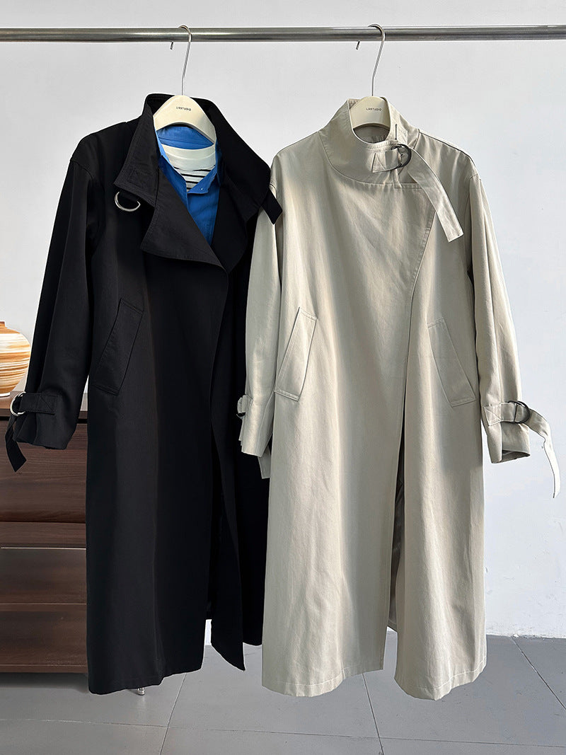 British Minimalist Over-the-Knee Trench Coat