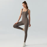 Combinaison de yoga sans manches à col en U pour femme