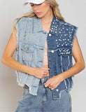 Jeansweste mit Perlen-Patchwork
