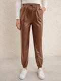 Casual Faux Leather Biker Pants for Women
