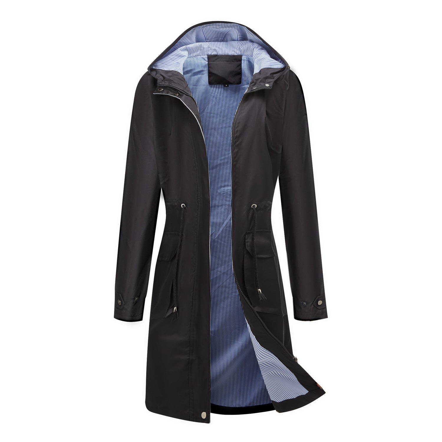 Trench-coat long à capuche imperméable