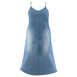 Sling-Maxikleid aus Denim in Übergröße