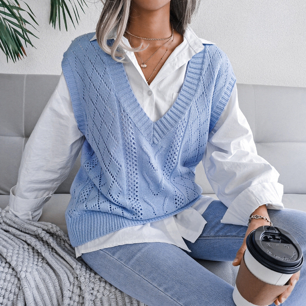Strickweste mit Cut-Out-Twist und V-Ausschnitt für Damen