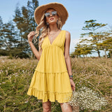 Sundress V-neck Pastoral Shoulder Strap Dress