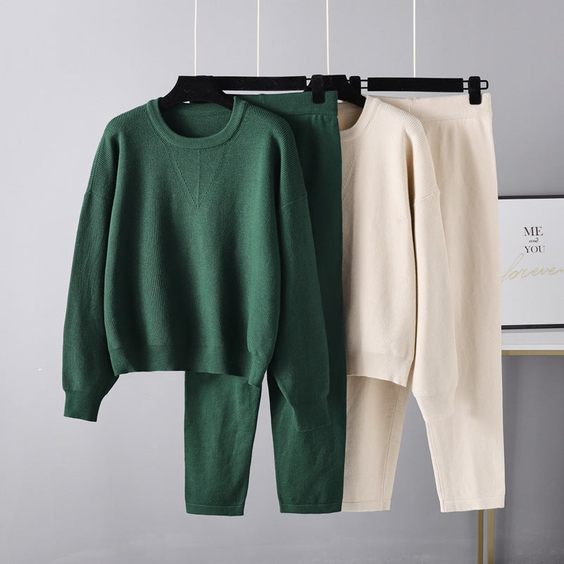 Knitted Two-Piece Sweater Outfit for Women
