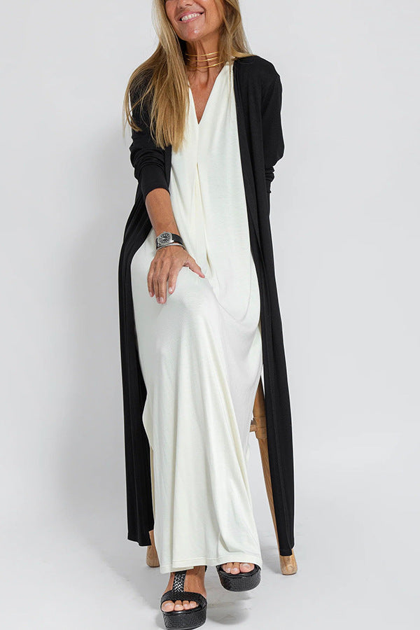 Cardigan Coat and Solid Dress Set for Women