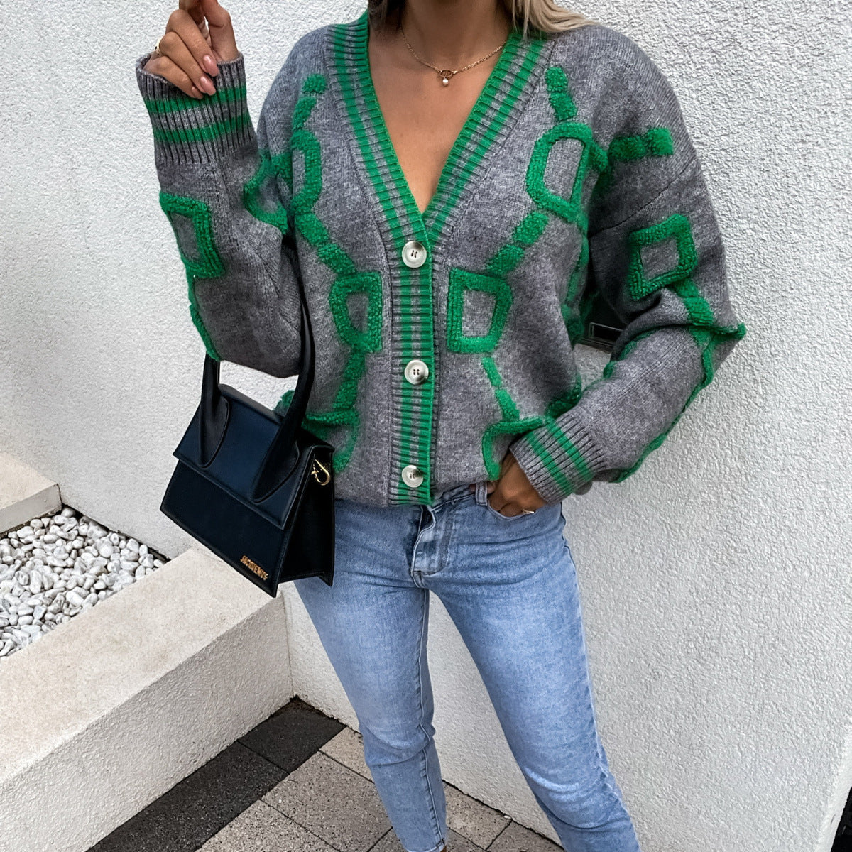 Manteau pull cardigan en tricot ample