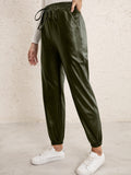 Casual Faux Leather Biker Pants for Women