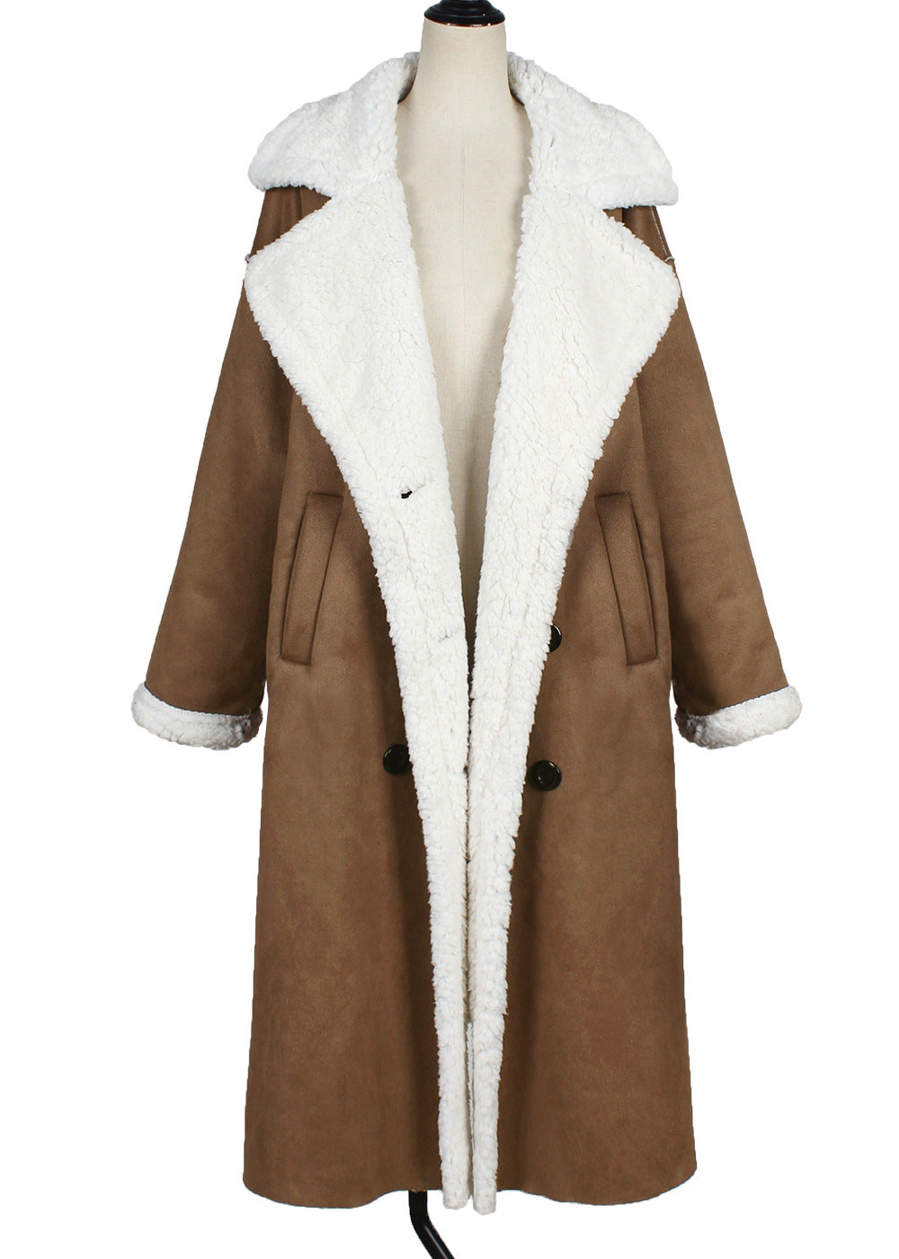 Women’s Thickened Fleece Lamb Wool Long Fur Coat