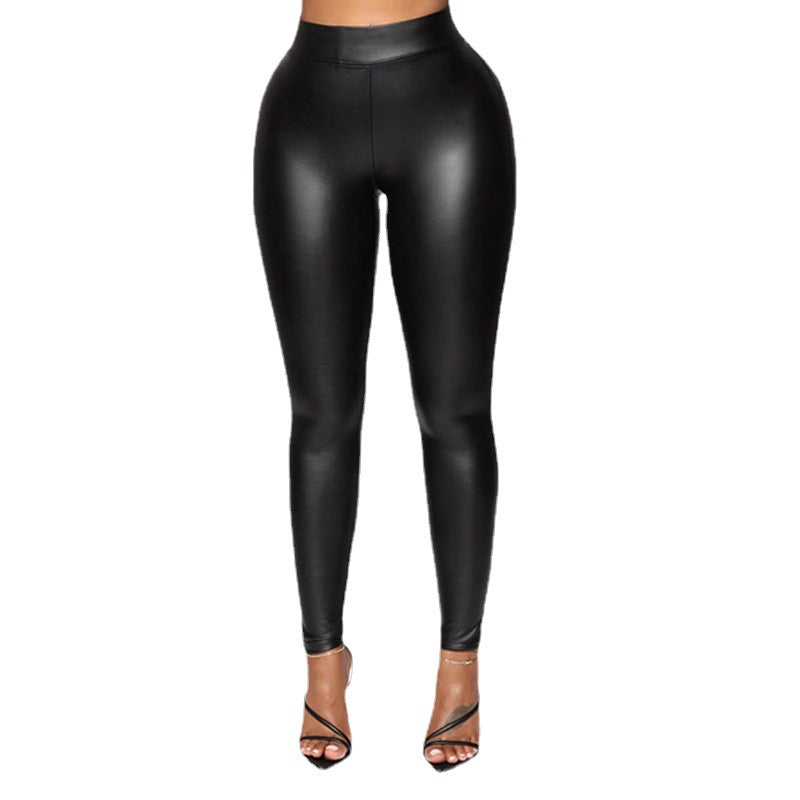 Casual Stretch Leather Trousers