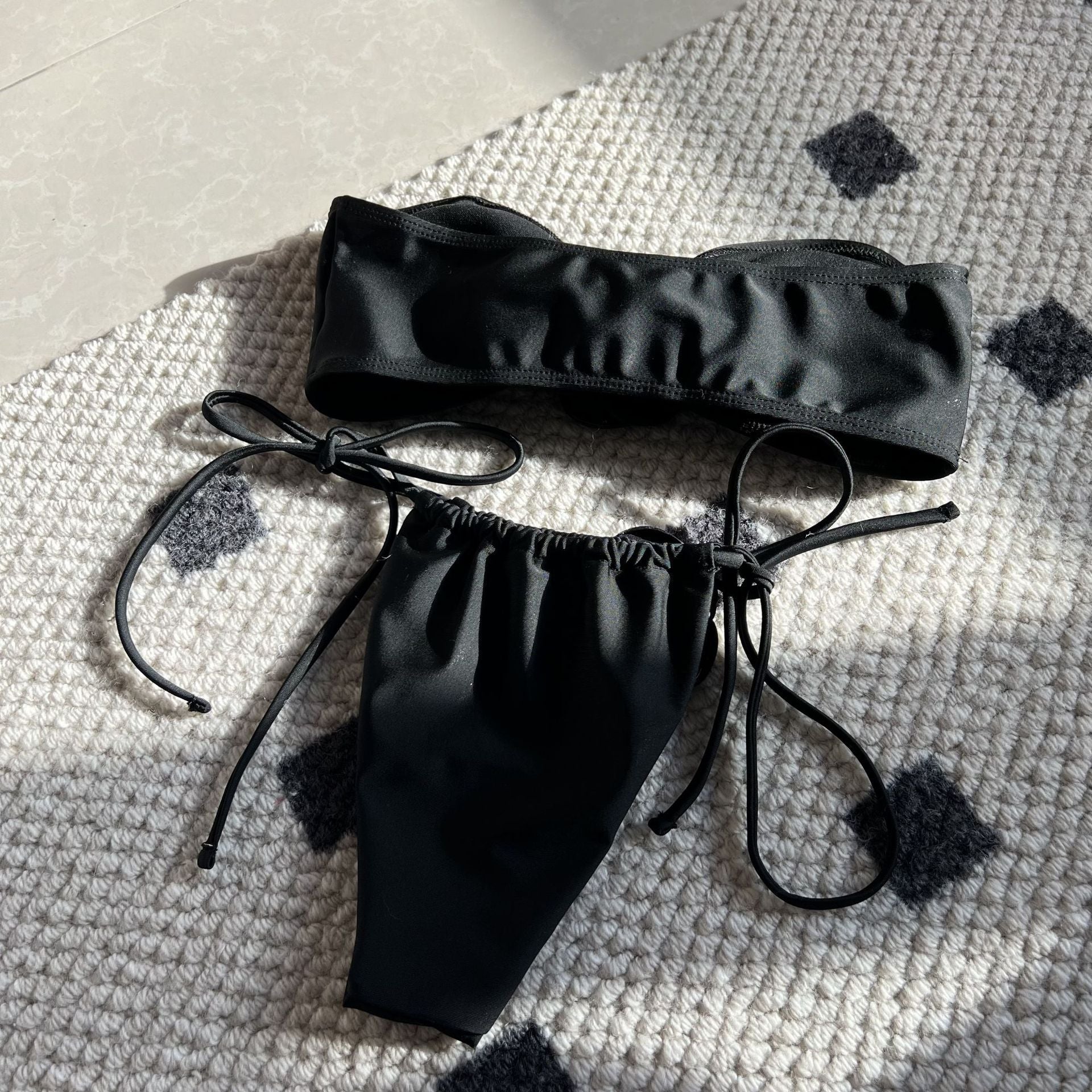 Bikini tube couleur unie rose