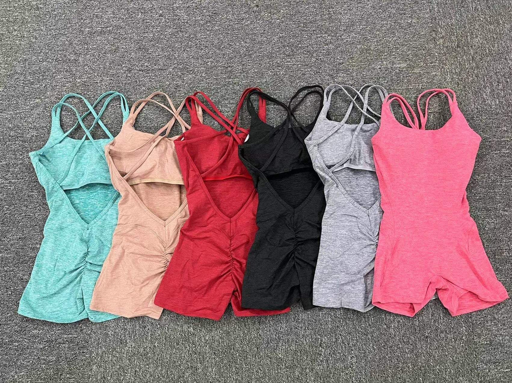 Pantalon de yoga plissé pêche pour femme