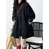 Trench-coat minimaliste japonais à col montant