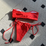 Bikini tube couleur unie rose