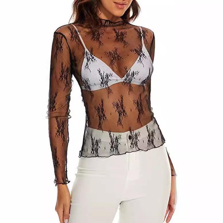 Long Sleeve Slim Lace Pullover Sun-Proof Base Layer