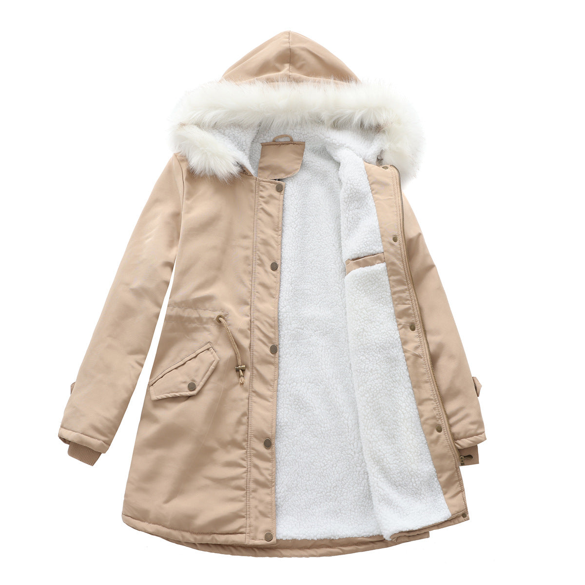 Winter Detachable Fur Hooded Cotton Coat