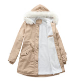 Winter Detachable Fur Hooded Cotton Coat