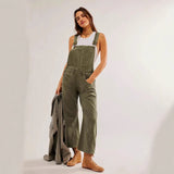Vintage Washed Loose Cargo Suspender Jeans