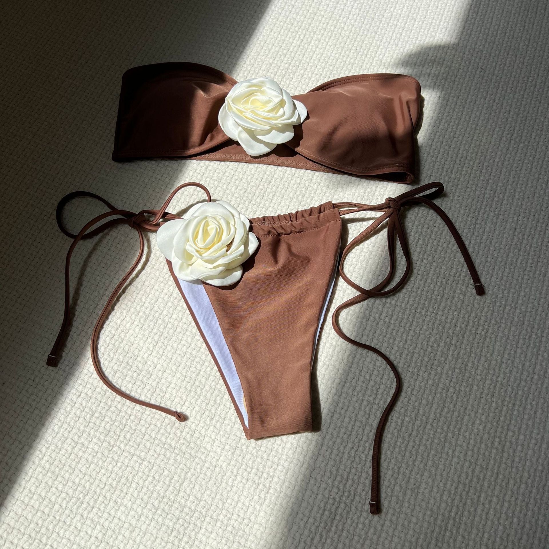 Bikini tube couleur unie rose