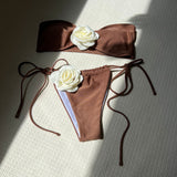Bikini tube couleur unie rose